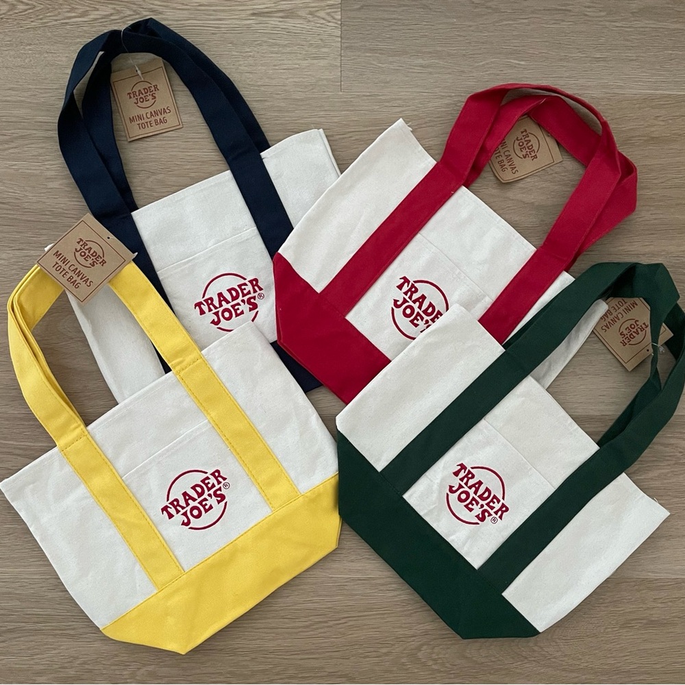 LAST SET Trader Joe’s Mini Canvas Tote Bag Set Of 4 - NEW With Tags - 4 Colors